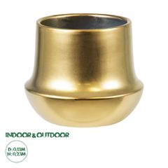 Πήλινο Κεραμικό Κασπώ Γλάστρα - Flower Pot Χρυσό Φ13cm x Υ23cm