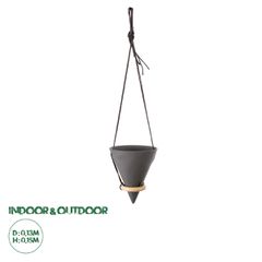 Κρεμαστό Πήλινο Κεραμικό Κασπώ Γλάστρα - Flower Pot Μαύρο Φ13cm x Υ15cm