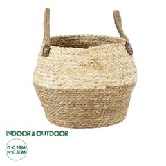 Διακοσμητικό Πλεκτό Καλάθι - Κασπώ Γλάστρα - Flower Pot Καφέ με Μπεζ Φ29cm x Υ30cm