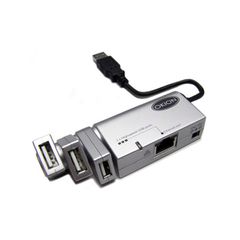 Mini Docking Station OKION High Speed USB+Ethernet με περιστρεφόμενες θύρες USB για διαχείριση καλωδιακής σύνδεσης