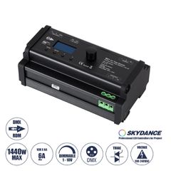 Dimmer Din Rail Ράγας 1 Καναλιού AC 100-240V 1 x 6A 1440W - Max 6A 1440W - IP20 DMX512 Μ16.8 x Π9.3 x Υ8cm - 5 Years Warranty