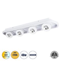 Φωτιστικό Οροφής Linear Design LED CCT με Κινούμενα Σποτ LED Spot Downlight 48W 5376lm 360° & 45° AC 220-240V - Εναλλαγή Φωτισμού μέσω Διακόπτη On/Off All In One Ψυχρό 6000k+Φυσικό 4500k+Θερμό 2700k Μ