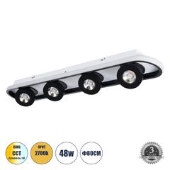 Φωτιστικό Οροφής Linear Design LED CCT με Κινούμενα Σποτ LED Spot Downlight 48W 5376lm 360° & 45° AC 220-240V - Εναλλαγή Φωτισμού μέσω Διακόπτη On/Off All In One Ψυχρό 6000k+Φυσικό 4500k+Θερμό 2700k Μ