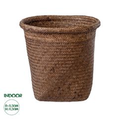 Διακοσμητικό Ψάθινο Καλάθι - Κασπώ Γλάστρα - Flower Pot Καφέ Φ30cm x Υ30cm