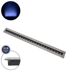 Χωνευτό Φωτιστικό Wall Washer Δαπέδου LED 18W 1440lm 10° DC 24V Αδιάβροχο IP68 L100 x W9 x H7.2cm Μπλε - Ανοξείδωτο Ατσάλι - 3 Years Warranty