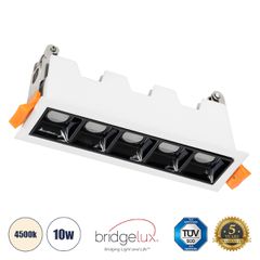 Χωνευτό LED Spot Downlight TrimLess 10W 1400lm 36° AC 220-240V IP20 Μ14.8 x Π4.3 x Υ4.5cm - Λευκό με Μαύρο Κάτοπτρο - Φυσικό Λευκό 4500K - Bridgelux High Lumen Chip Gen2 - TÜV Certified Driver - 5 Yea