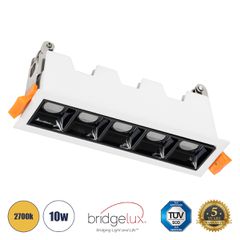 Χωνευτό LED Spot Downlight TrimLess 10W 1350lm 36° AC 220-240V IP20 Μ14.8 x Π4.3 x Υ4.5cm - Λευκό με Μαύρο Κάτοπτρο - Θερμό Λευκό 2700K - Bridgelux High Lumen Chip Gen2 - TÜV Certified Driver - 5 Year