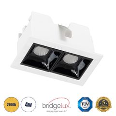 Χωνευτό LED Spot Downlight TrimLess 4W 540lm 36° AC 220-240V IP20 Μ7.5 x Π4.3 x Υ4.5cm - Λευκό με Μαύρο Κάτοπτρο - Θερμό Λευκό 2700K - Bridgelux High Lumen Chip Gen2 - TÜV Certified Driver - 5 Years W