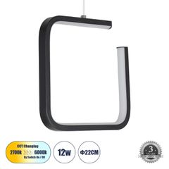 Κρεμαστό Φωτιστικό Οροφής Linear Design LED CCT 12W 1320lm 360° AC 220-240V - Εναλλαγή Φωτισμού μέσω Διακόπτη On/Off All In One Ψυχρό 6000k+Φυσικό 4500k+Θερμό 2700k Μ22 x Π2 x Υ22cm - Μαύρο - 3 Years