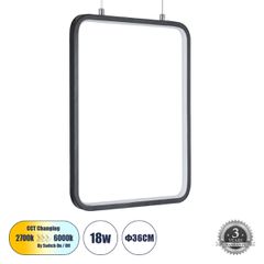 Κρεμαστό Φωτιστικό Οροφής Linear Design LED CCT 18W 1980lm 360° AC 220-240V - Εναλλαγή Φωτισμού μέσω Διακόπτη On/Off All In One Ψυχρό 6000k+Φυσικό 4500k+Θερμό 2700k Μ29 x Π2 x Υ36cm - Μαύρο - 3 Years