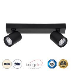 Μοντέρνο Φωτιστικό Οροφής Ράγα με Κινούμενα Σποτ LED Spot Downlight 20W 2400lm 60° AC 220-240V IP20 Μ32 x Π7 x Υ11.8cm - Μαύρο - Φυσικό Λευκό 4500K - Bridgelux COB - 5 Years Warranty