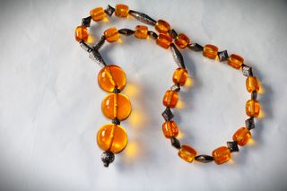 κολιέ Κεχριμπαρι Ασήμι sterling silver 925 artificial amber από κλείσιμο καταστήματος SST145