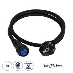 Καλώδιο Ρεύματος 3PIN DMX512 1 Μέτρο από Female XLR σε Male Πρίζα Schuko Τερματισμένο Αδιάβροχο IP65 Μ100cm - Μαύρο