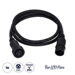 Καλώδιο 3PIN DMX512 1 Μέτρο από Female XLR σε Male XLR Τερματισμένο Αδιάβροχο IP65 Μ100cm - Μαύρο