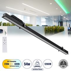 Γραμμικό Χωνευτό Φωτιστικό Linear LED CCT 54W 6500lm 120° AC 220-240V Μ121.5 x Π5 x Υ4cm - Εναλλαγή Φωτισμού μέσω Τηλεχειριστηρίου All In One Ψυχρό 6000k+Φυσικό 4500k+Θερμό 2700k Dimmable - Μαύρο - 3