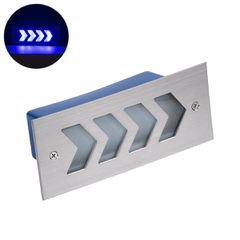 Χωνευτό Φωτιστικό Τοίχου LED 6W 600lm 120° DC 24V Αδιάβροχο IP67 Μ17 x Π7 x Υ5.5cm Μπλε - Ανοξείδωτο Ατσάλι - 3 Years Warranty