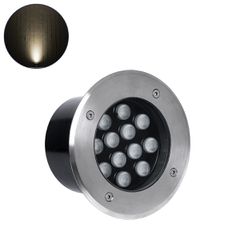 Χωνευτό Φωτιστικό Σποτ Δαπέδου LED 12W 1320lm 30° DC 24V Αδιάβροχο IP65 Φ16 x Υ9cm Θερμό Λευκό 3000K - Ανοξείδωτο Ατσάλι - 3 Years Warranty