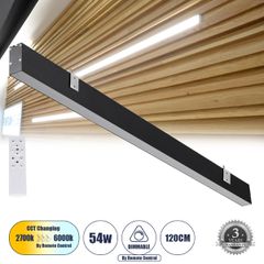 Γραμμικό Φωτιστικό Τοίχου - Απλίκα Linear LED CCT 54W 6500lm 120° AC 220-240V Μ120 x Π3.5 x Υ7cm - Εναλλαγή Φωτισμού μέσω Τηλεχειριστηρίου All In One Ψυχρό 6000k+Φυσικό 4500k+Θερμό 2700k Dimmable - Μα