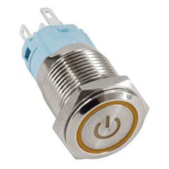 LED Φωτιζόμενος Διακόπτης Χωνευτός - Μπουτόν On/Off Ανοξείδωτος AC 220-240V Αδιάβροχο IP67 Φ18mm με Angel Eye Πορτοκαλί