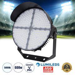 LED Προβολέας Γηπέδου 600W 96000LM 60° AC 100-277V IP65 - Ψυχρό Λευκό 5000K - MeanWell Driver & LumiLEDs Chip - 5 Years Warranty