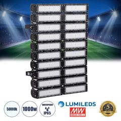 LED Προβολέας Γηπέδου - Φωτιστικό Tunnel 1000W 160000LM 75°*135° AC 100-277V IP65 -  Ψυχρό Λευκό 5000K - MeanWell Driver & LumiLEDs Chip - 5 Years Warranty