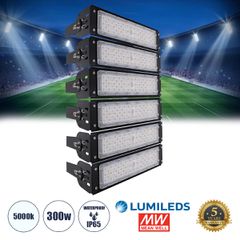 LED Προβολέας Γηπέδου - Φωτιστικό Tunnel 300W 48000LM 75°*135° AC 100-277V IP65 -  Ψυχρό Λευκό 5000K - MeanWell Driver & LumiLEDs Chip - 5 Years Warranty