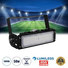 LED Προβολέας Γηπέδου - Φωτιστικό Tunnel 50W 8000LM 75°*135° AC 100-277V IP65 -  Ψυχρό Λευκό 5000K - MeanWell Driver & LumiLEDs Chip - 5 Years Warranty
