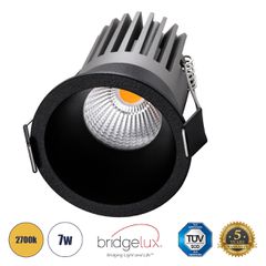 Χωνευτό LED Spot Downlight TrimLess Φ6cm 7W 875lm 38° AC 220-240V IP20 Φ6 x Υ7.8cm - Στρόγγυλο - Μαύρο - Θερμό Λευκό 2700K - Bridgelux COB - 5 Years Warranty