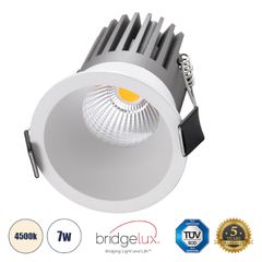 Χωνευτό LED Spot Downlight TrimLess Φ6cm 7W 910lm 38° AC 220-240V IP20 Φ6 x Υ7.8cm - Στρόγγυλο - Λευκό - Φυσικό Λευκό 4500K - Bridgelux COB - 5 Years Warranty