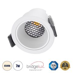 Χωνευτό LED Spot Downlight TrimLess Φ6.4cm 7W 910lm 38° AC 220-240V IP20 Φ6.4 x Υ4.9cm - Στρόγγυλο - Λευκό & Anti-Glare HoneyComb - Φυσικό Λευκό 4500K - Bridgelux COB - 5 Years Warranty