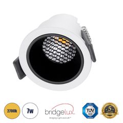 Χωνευτό LED Spot Downlight TrimLess Φ6.4cm 7W 875lm 38° AC 220-240V IP20 Φ6.4 x Υ4.9cm - Στρόγγυλο - Λευκό με Μαύρο Κάτοπτρο & Anti-Glare HoneyComb - Θερμό Λευκό 2700K - Bridgelux COB - 5 Years Warran