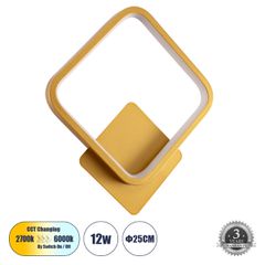 Φωτιστικό Τοίχου - Απλίκα Design LED CCT 12W 1440lm 300° AC 220-240V - Εναλλαγή Φωτισμού μέσω Διακόπτη On/Off All In One Ψυχρό 6000k+Φυσικό 4500k+Θερμό 2700k Μ25 x Π5.5 x Υ29.5cm - Χρυσό Βούρτσας