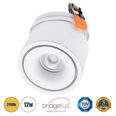 Χωνευτό LED Spot Downlight TrimLess Φ10cm 12W 1500lm 36° AC 220-240V IP20 Φ10 x Υ8.2cm - Στρόγγυλο - Λευκό - Θερμό Λευκό 2700K - Bridgelux COB - 5 Years Warranty
