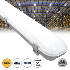 LED Γραμμικό Βιομηχανικό Φωτιστικό Tri-Proof 120cm 48W 5426lm 120° AC 220-240V Αδιάβροχο IP65 Μ120 x Π6 x Υ4cm Θερμό Λευκό 2700K - 3 Years Warranty