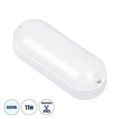 LED Πλαφονιέρα Οροφής - Τοίχου Οβάλ 11W 960lm 150° AC 220-240V Αδιάβροχο IP65 Μ17 x Π7 x Υ4.5cm Ψυχρό Λευκό 6000K - 3 Years Warranty