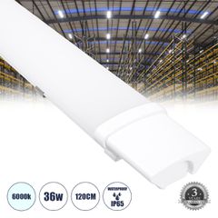 LED Γραμμικό Βιομηχανικό Φωτιστικό Tri-Proof 120cm 36W 4058lm 120° AC 220-240V Αδιάβροχο IP65 Μ120 x Π6 x Υ4cm Ψυχρό Λευκό 6000K - 3 Years Warranty
