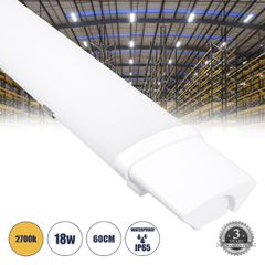 LED Γραμμικό Βιομηχανικό Φωτιστικό Tri-Proof 60cm 18W 1936lm 120° AC 220-240V Αδιάβροχο IP65 Μ60 x Π6 x Υ4cm Θερμό Λευκό 2700K - 3 Years Warranty