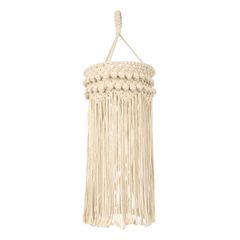 Καπέλο Φωτιστικού Boho - Μακραμέ Πλεκτό Χειροποίητο Μπεζ Υφασμάτινο με Σχοινί Φ25 x Υ70cm