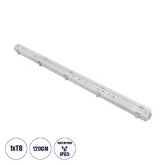 1 x 120cm T8 Tri-Proof Πλαστικό PC Σκαφάκι με Μεταλλικά Clips για Λάμπα Φθορίου LED Τροφοδοσίας Ενός Άκρου Αδιάβροχο IP65