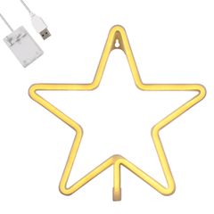 Φωτιστικό Ταμπέλα Φωτεινή Επιγραφή NEON LED Σήμανσης STAR 5W με Καλώδιο Τροφοδοσίας USB - Μπαταρίας 3xAAA (Δεν Περιλαμβάνονται) - Θερμό Λευκό 2700K