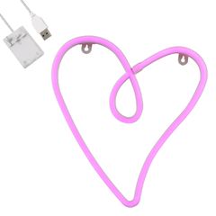 Φωτιστικό Ταμπέλα Φωτεινή Επιγραφή NEON LED Σήμανσης CALLIGRAPHIC HEART LINE 5W με Καλώδιο Τροφοδοσίας USB - Μπαταρίας 3xAAA (Δεν Περιλαμβάνονται) - Ροζ