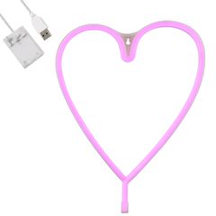 Φωτιστικό Ταμπέλα Φωτεινή Επιγραφή NEON LED Σήμανσης HEART LINE 5W με Καλώδιο Τροφοδοσίας USB - Μπαταρίας 3xAAA (Δεν Περιλαμβάνονται) - Ροζ