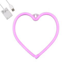 Φωτιστικό Ταμπέλα Φωτεινή Επιγραφή NEON LED Σήμανσης HEART 5W με Καλώδιο Τροφοδοσίας USB - Μπαταρίας 3xAAA (Δεν Περιλαμβάνονται) - Ροζ