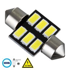 Λάμπα Αυτοκίνητου 31mm FESTOON - C5W LED 6 SMD 5630 3W 450lm 120° DC 12V IP20 Ψυχρό Λευκό 6000K