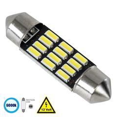 Λάμπα Αυτοκίνητου 36mm FESTOON - C5W LED 12 SMD 5630 3W 450lm 120° DC 12V IP20 Ψυχρό Λευκό 6000K