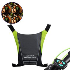 Γιλέκο Ασφαλείας Φωσφοριζέ Αντανακλαστικό για Ποδηλάτες & Runners με Φωτεινή Σήμανση LED - Ενσωματωμένη Μπαταρία 650mAh DC 5V Επαναφορτιζόμενο με Καλώδιο Τροφοδοσίας USB & Ασύρματο Χειριστήριο -  Μαύρ