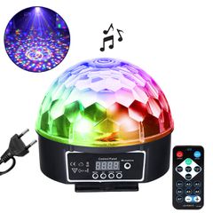 LED Party Disco Μπάλα με Περιστρεφόμενα Φωτορυθμικά Εφέ Πολύχρωμη RGB DMX512 20W με Sound Control Activated Εφέ και με Ασύρματο Χειριστήριο AC 230V IP20 Φ17 x Υ15cm