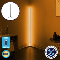 Μοντέρνο Minimal Επιδαπέδιο Μαύρο Φωτιστικό 150cm LED 24 Watt με Ασύρματο Χειριστήριο RF & Dimmer Θερμό Λευκό 3000k GloboStar ALIEN Design GLOBO-150-3