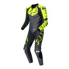 STRADALE GP 1PC LEATHER SUIT RICHA GREY/FLUO YELLOW