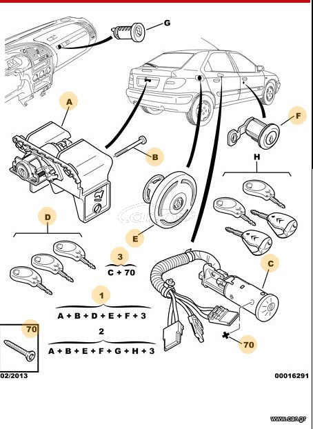 ΣΕΤ ΚΟΜΠΛΕ ΑΦΑΛΟΙ ΚΑΙ ΚΛΕΙΔΙΑ 4162T4 , CITROEN XSARA 1997-2000  ANTIVOL  ΕΙΔΙΚΗ ΠΡΟΣΦΟΡΑ !!!